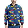 thumbnail image 2 of Ropa de diseñador para hombre, chaquetas de bombardero con estampado 3D de tiburón para hombre y mujer, chaqueta de vuelo, abrigo de cuello alto estilo hip hop callejero con cremallera, tops de gran t, 2 of 5
