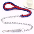 thumbnail image 1 of FrostHike Dog Leash Dog Chain Leash Chew Proof Dog Leash 4.6ft Heavy Duty Dog Leashes Metal Pet Chain Lead with Soft Rope Handle for Medium Large Dogs Red/Blue - M, 1 of 5