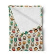 thumbnail image 2 of Owls Soft Flannel Fleece Throw Blanket, Cartoon Style Cheerful Animal with Native Prehistoric Patterns Funny Childish, Cozy Plush for Indoor and Outdoor Use, 70" x 90", Multicolor, by Ambesonne, 2 of 5