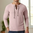 thumbnail image 2 of Men's Gothic Long Sleeve Shirt Retro Lace Up Casual Party Top with Chest Tie Detail for Spring Summer Fall, 2 of 5