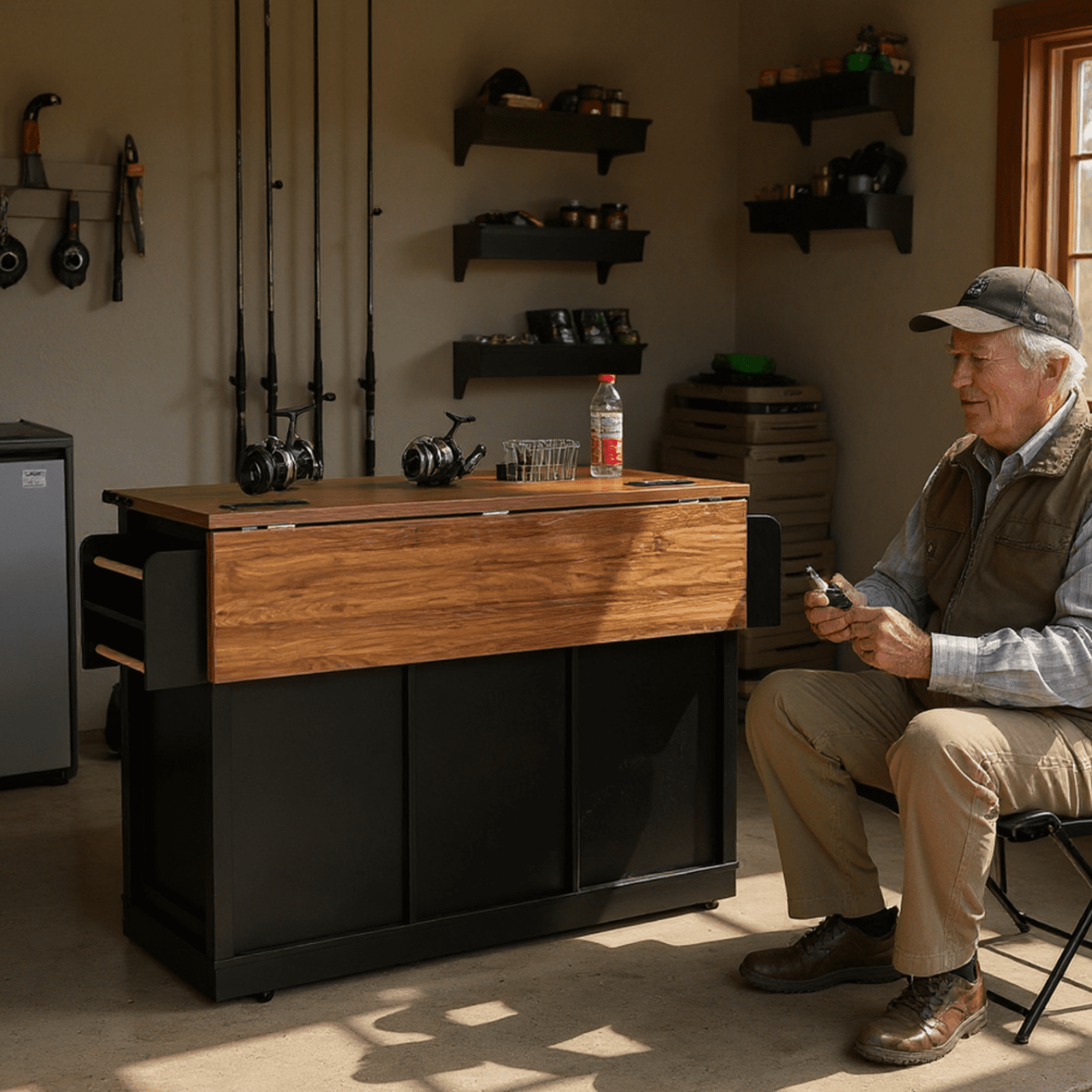 Homy Casa 53.8" Black Garage Storage Cabinet with Sliding Barn Doors, Power Outlets, Adjustable Shelves