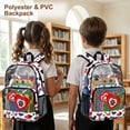 thumbnail image 4 of COEQINE Clear School Backpack for Girls, 17 Inch Transparent PVC Book Bag Heavy Duty See Through Bookbag for Women, Lightweight Travel Daypack for College Work, Red Black Paw Heart, 4 of 7