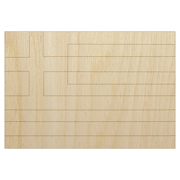 Greece Flag Wood Shape Unfinished Piece Cutout Craft DIY Projects - 4.70 Inch Size - 1/8 Inch Thick