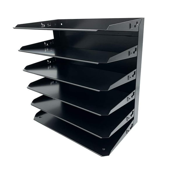 Huron Desktop Horizontal 6-Slot Legal File Organizer, Black Steel