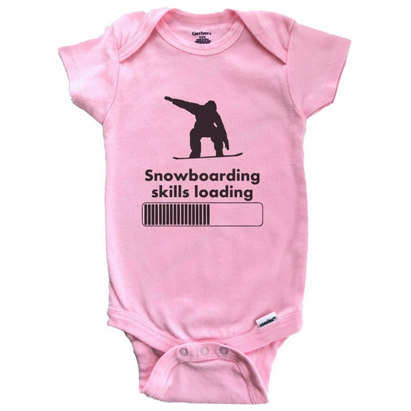Snowboarding Skills Loading Funny Snowboard Baby Bodysuit (Pink), 0-3 Months