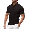 thumbnail image 1 of Men's Solid Color Short Sleeve Lapel T-Shirt - Casual Summer Fashion Top, 1 of 8