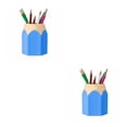 thumbnail image 1 of Seitruly Plástico Extraíble Suministros para estudiantes Forma de lápiz Portalápices de doble azul 2piezas, 1 of 5