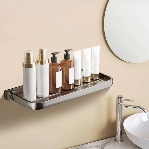 Estante de Baño Plegable Fiudx Almacenamiento de Botellas de Maquillaje Soporte de Lavabo Sin Perforaciones