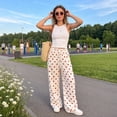 thumbnail image 5 of Evdexr Polka Dot Pants for Women Wide Leg Drawstring Trousers Summer 2026 Elastic Waist Casual Pant Loose Fit Lightweight Flowy Lounge Pant with Pocket M, 5 of 7