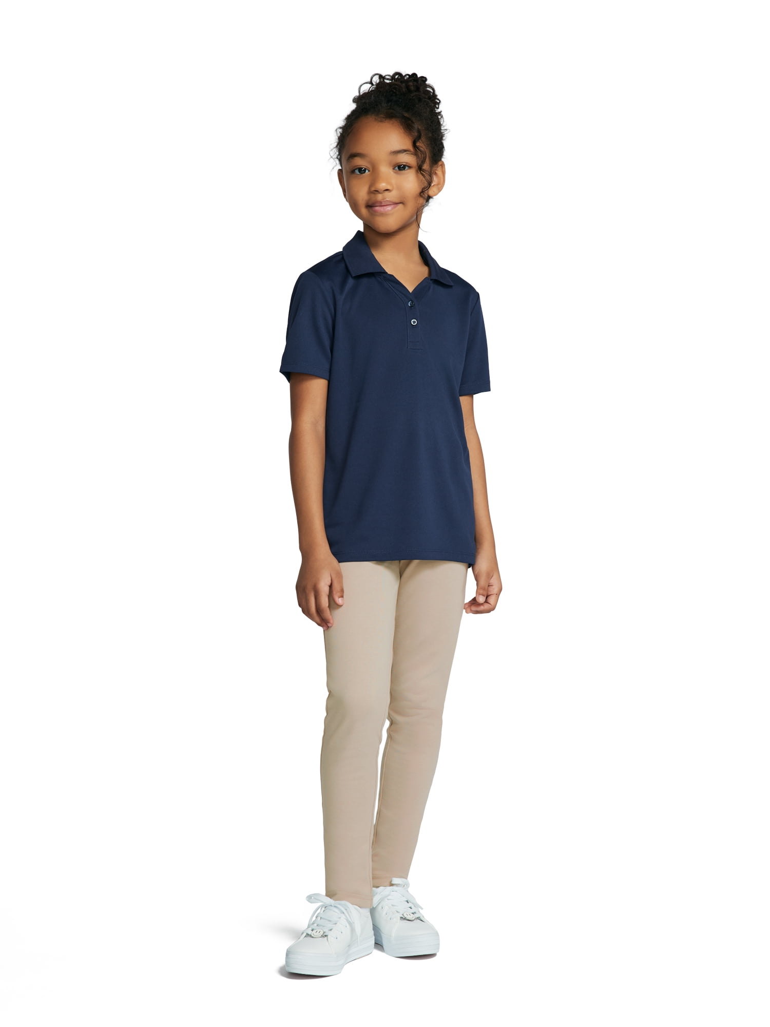 Wonder Nation Girls Performance Polo Shirt, Sizes XS-XXL