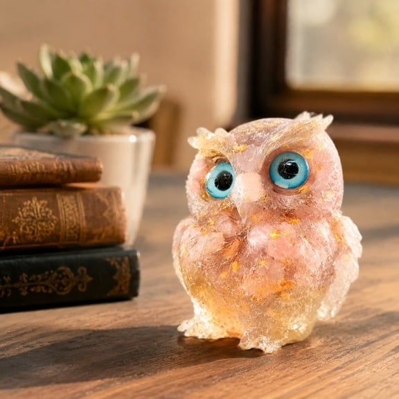 Mini Owl Ornament Crystal Gravel Handcrafted Figurine, Unique Stylish Compact Versatile Accent Decor Piece, Sentimental Gift Trinket for Interior Living Space Automobile Interior Display