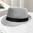 thumbnail image 3 of Mid-aged Men Women Jazz Hat Outdoor Solid Color Wide Brim Ribbon Decor Unisex Casual Cowboy Hat Streetwear, 3 of 7