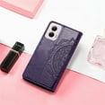thumbnail image 4 of SaniMore for Motorola Moto G Power (2024) Wallet Case with Embossed Mandala PU Leather Flip Protection Wrist Strap Credit Card Holder Pocket Kickstand Shockproof Case, Purple, 4 of 7