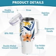 thumbnail image 4 of SKYSONIC 40oz Tumbler with Handle and Straw-Double Wall Vacuum Reusable Stainless Steel Insulated Water Bottle Mothers Day GiftsSummer Colorful Floral, 4 of 7