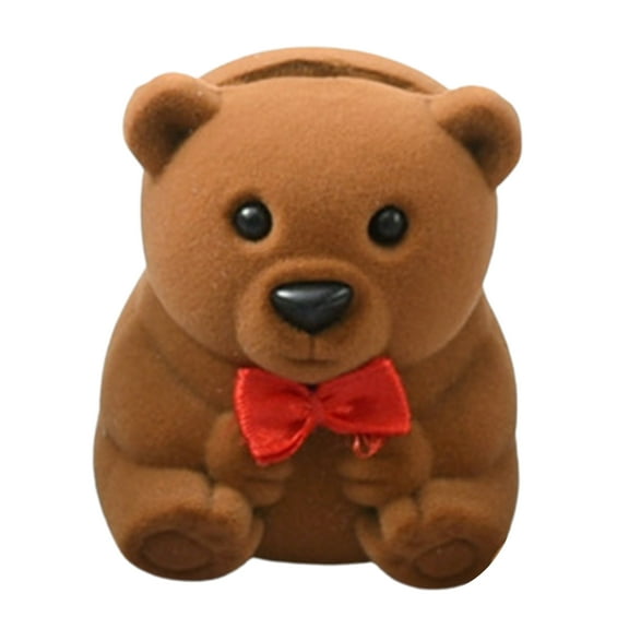 HUANLEDASH Ring Box Exquisite Texture with Inner Pad Multifunctional Delicate Space-saving Earrings Pendant Necklace Storage Shockproof Bear Shaped Mini Jewelry Box Desktop Storage