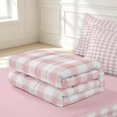 thumbnail image 6 of Manfei Modern Checkered Zipper Queen Comforter Set with Fitted Sheet and 2 Pillowcases,Geometric Check Zipper Bedding Set,Pink Red,Pink Reversible,4pcs, 6 of 8
