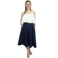 thumbnail image 6 of Bimba Women's Casual Designer Denim A-Line Skirt Elastic Waist With Pockets-S, 6 of 6
