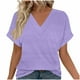 thumbnail image 3 of Tops bohemios para mujer,Blusa informal con cuello en V para mujer, manga corta estampada, tejido suave de imitación de tela, cómoda para uso diario en casa, sopatenor, 3 of 9