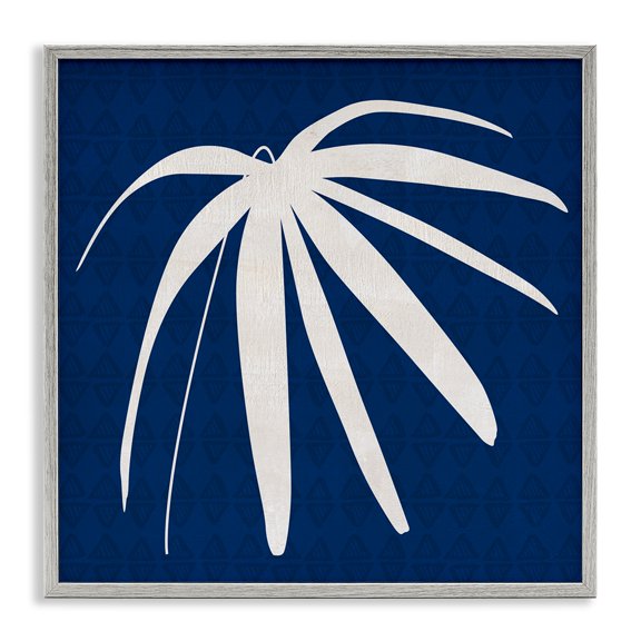 Stupell Industries Contemporary Modern Plant Leaf Blue Palm Gray Framed Giclee Art, 24 x 24, by Susan Jill