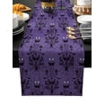 thumbnail image 2 of Halloween Cotton Linen Table Runner 13 x 90 inch Halloween Haunted House Pumpkins Purple Background Non-slip Rectangular Dining Table Decor for Wedding Party Holiday Dinner, 2 of 8