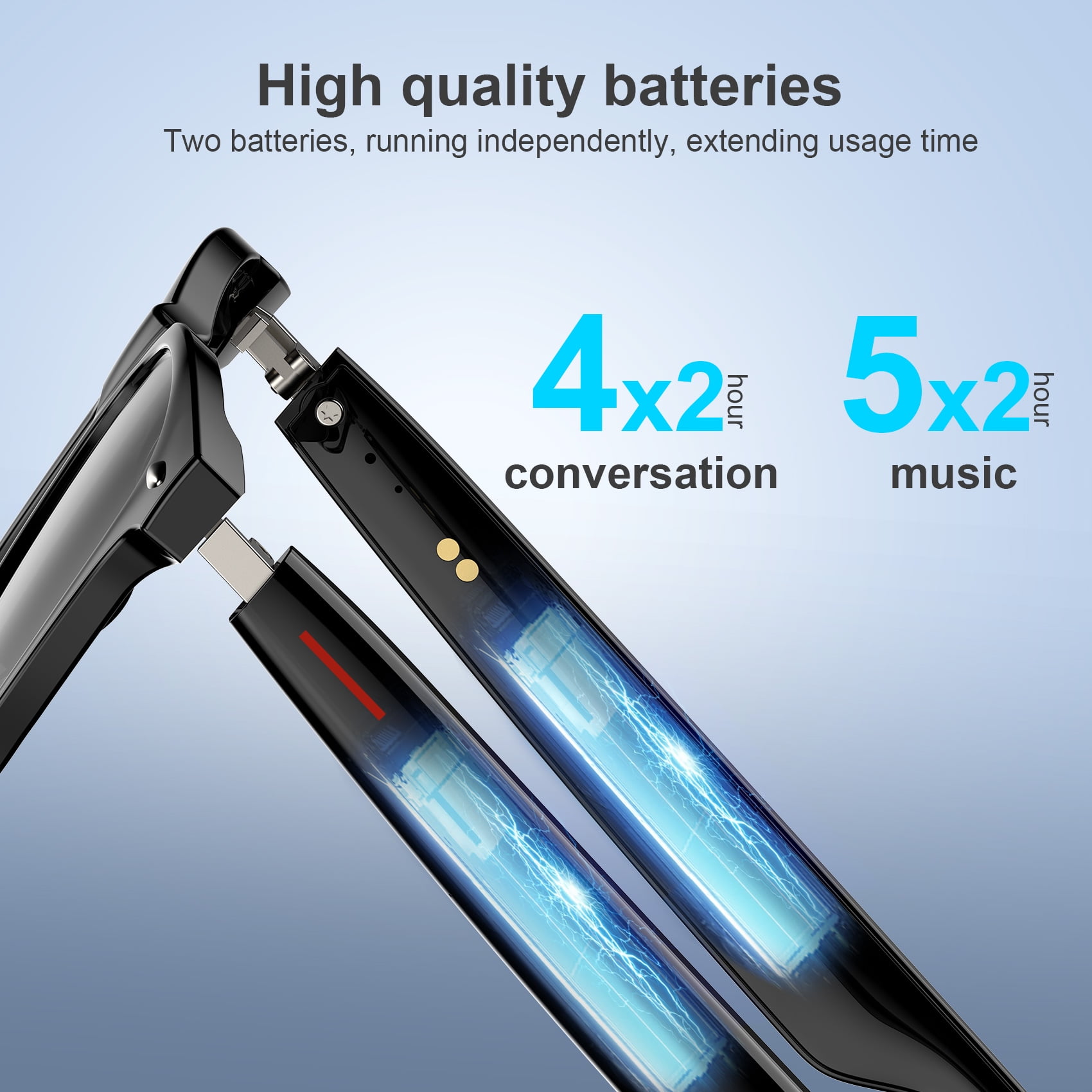 Blackview Smart Glasses Wireless Bluetooth, Fashion Sunglasses for Office, Outdoor Sports, Unisex Smart Glasses for Men and Women, Music Playback, Hands-free Calling