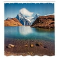 thumbnail image 2 of Ambesonne Nature Shower Curtain, Lake Switzerland Alps View, 69"Wx70"L, Sea Blue Cinnamon, 2 of 4
