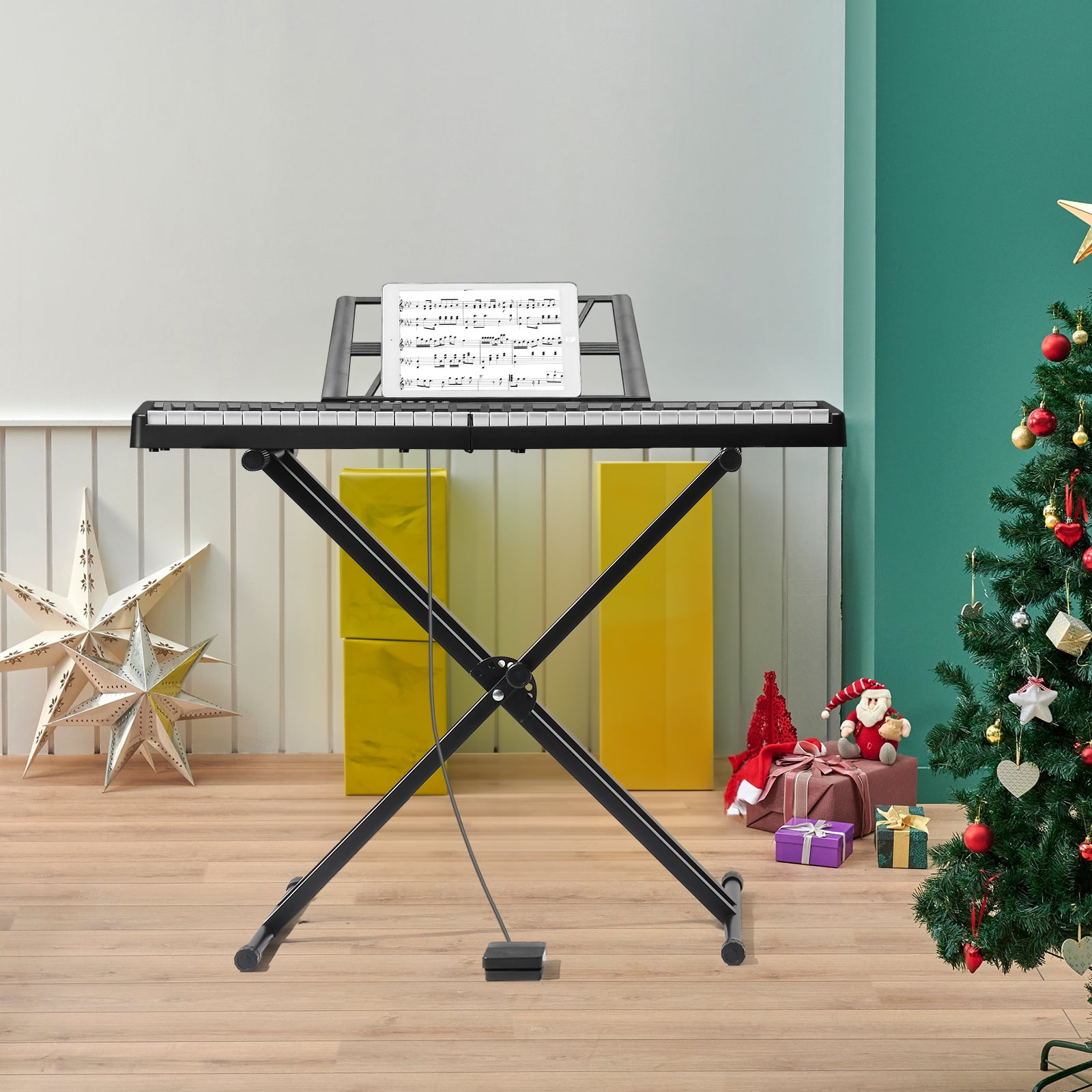 61 Key Folding Piano Semi-Weighted Standard Keyboards Digital Piano with Bluetooth, Handbag，for Piano Lover Black color