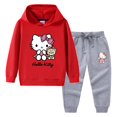 thumbnail image 3 of Hello Kitty, nueva ropa para niños, jersey para niñas, suéter con capucha, pantalones de dos piezas, traje deportivo de manga larga de algodón para bebés, 3 of 5