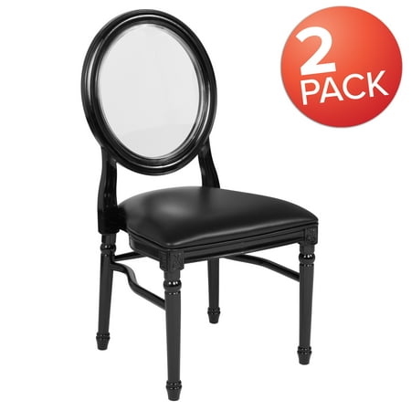Lowes Chair Flash Furniture 2 Pk. HERCULES Series 900 lb. Capacity King Louis Chair with Transparent Back, Black Vinyl Seat and Black Frame ()