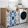 thumbnail image 3 of Vintage Flower Cabinet Curtains for Kitchen 35"W x 35"L, Greek Cobalt Blue Mandalas Floral Tile Texture Laundry Sink Cabinets Magic Tape Short Curtain Privacy Panel for Bathroom Vanity Cabinets, 3 of 9
