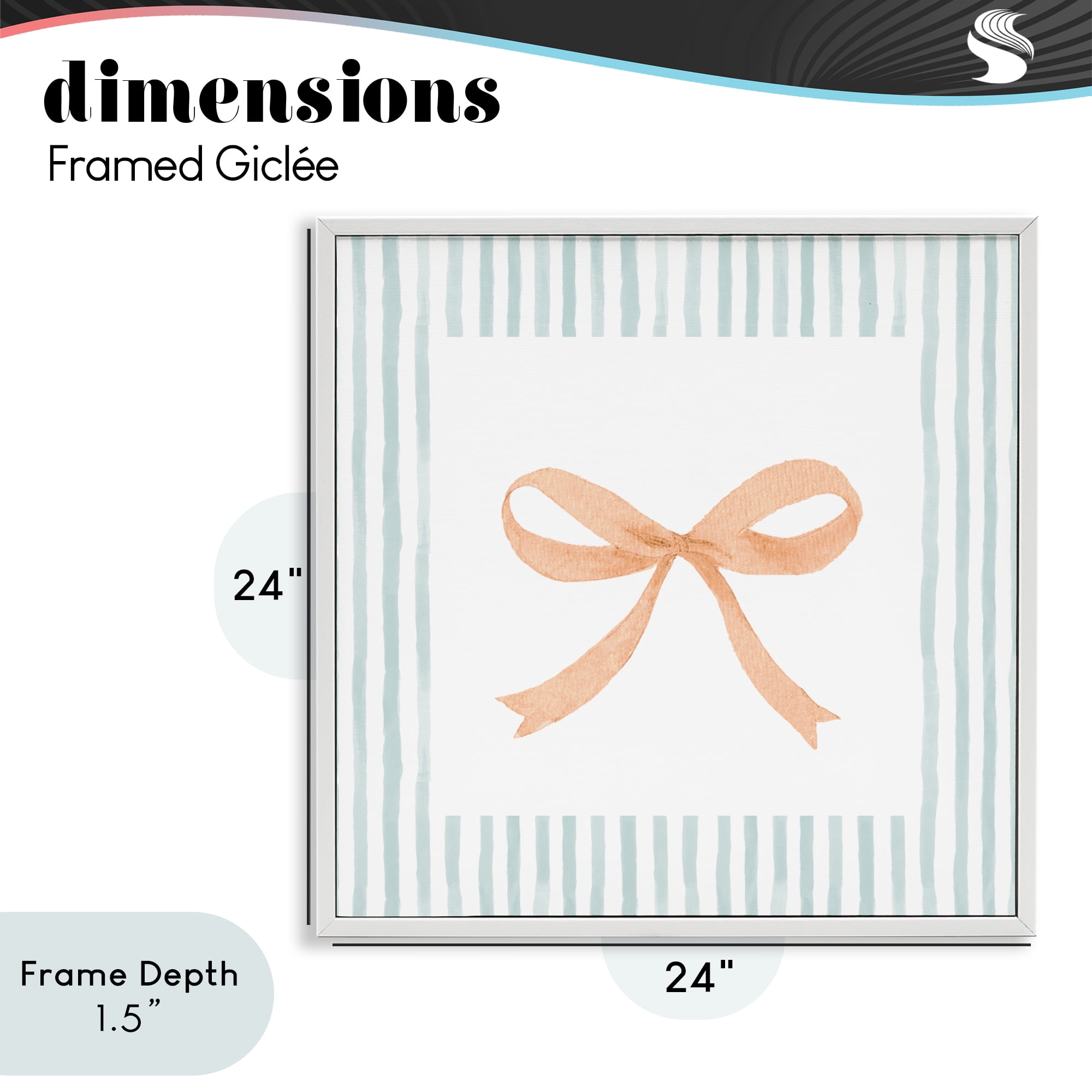 Stupell Industries Orange Bow with Stripe Border White Framed Giclee Art, design by Patricia Pinto