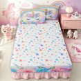 thumbnail image 4 of Erosebridal Watercolor Unicorn Butterfly Zipper Queen Comforter Set with Fitted Sheet and 2 Pillowcases for Girls, Rainbow Rose Floral Zipper Bedding Set, Stars Reversible, 4 Pieces, 4 of 7