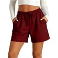 thumbnail image 3 of Akmaiox Biker Shorts for Women High Waisted Elastic Drawstring Waistband Running Shorts with Pockets Breathable Lightweight for Summer Outdoor Gym Workout Shorts S-3XL, 3 of 7