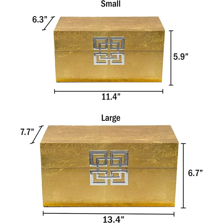 Galt International Decorative Storage Box Set – 2 Sizes, Hinged Lid, White & Gold