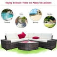 thumbnail image 5 of Costway 6PCS Rattan Furniture Set Conversation Cushioned Sofa Armrest Garden Off White, 5 of 11