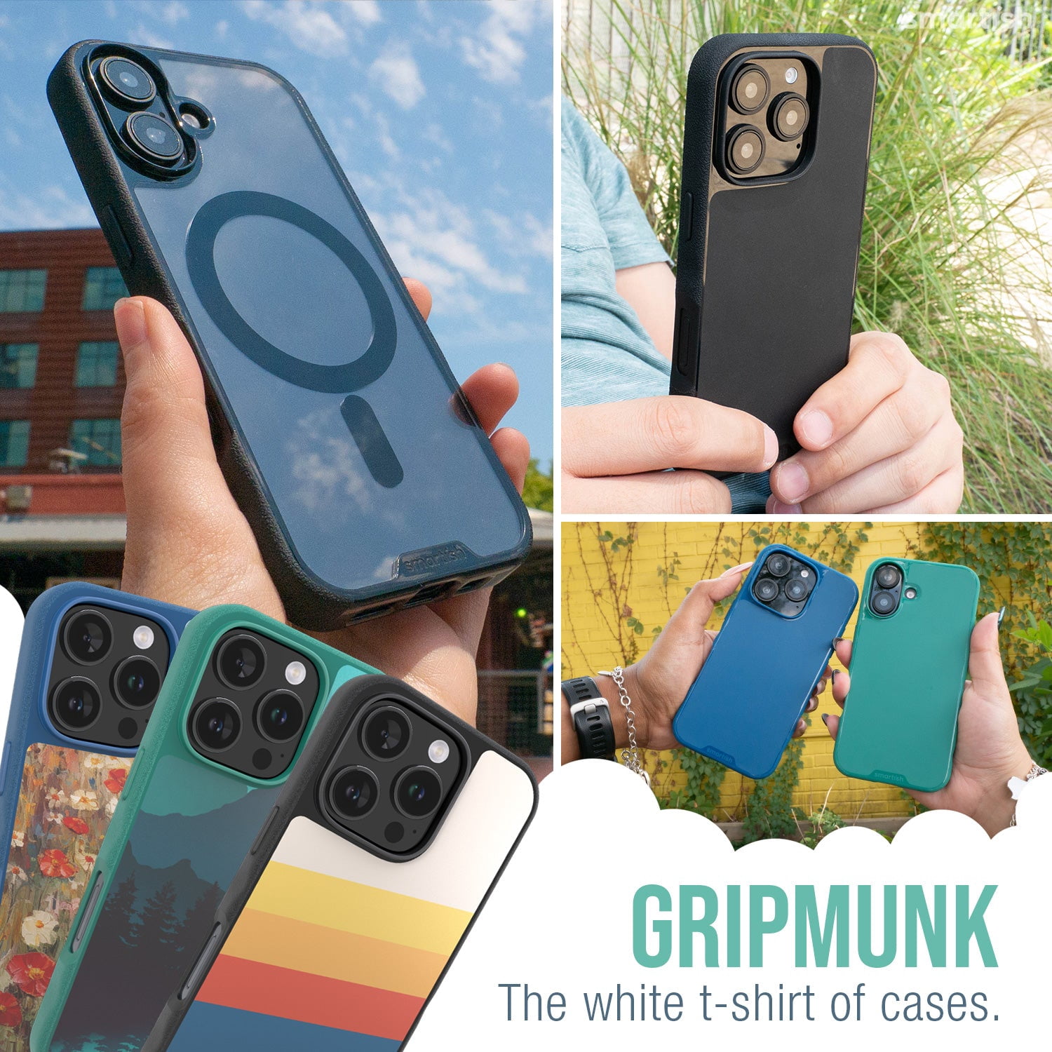 Smartish® iPhone 16 Pro Magnetic Case - Gripmunk Compatible with MagSafe [Lightweight + Protective] Slim & Thin Grip Cover with Microfiber Lining for Apple iPhone 16 Pro - Black Tie Affair