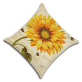thumbnail image 3 of Vintage SunFlor Series Funda de almohada pintada a mano Funda de cojín de lino Sofá de oficina Decoración del hogar Advancent JJ16365-03, 3 of 5