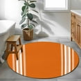 thumbnail image 4 of 4ft Round Rug, Thanksgiving Non-Skid Rubber Backing Large Area Rugs - Living Room Bedroom Home Office, Fall Luxurious Orange White Striped Harvest Autumn Indoor Floor Mat Carpets Washable Rug, 4 of 9
