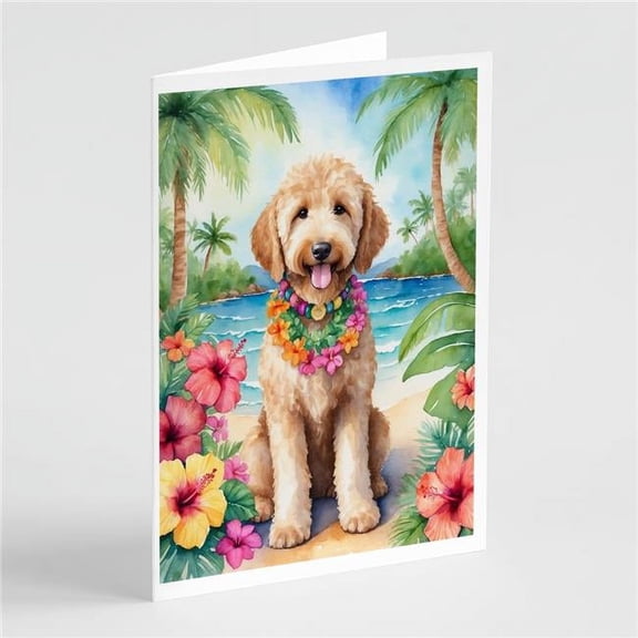 5 x 7 in. Goldendoodle Luau Greeting Cards - Pack of 8