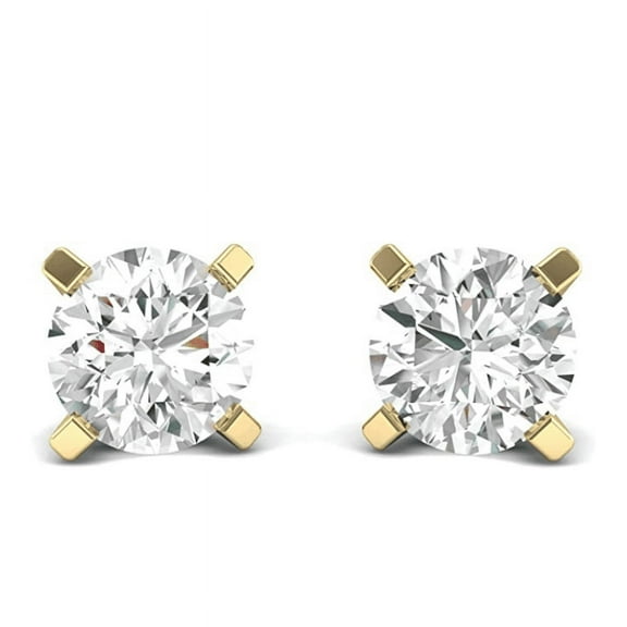JewelMore 14K Gold Round-Cut Diamond Stud Earring (1/4-1 cttw, H-I Color, I2-I3 Clarity)