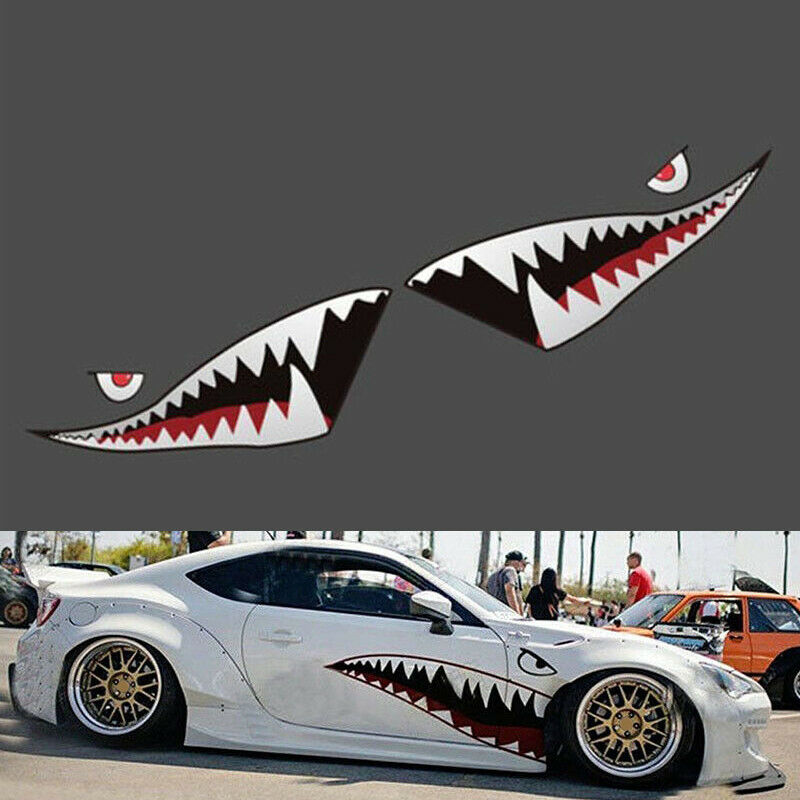 1Pair 59inch Shark Mouth Teeth Sticker Vinyl Exterior Decal For Car