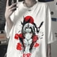 thumbnail image 2 of Anime japonés Naruto Sasuke suelto de gran tamaño Top oscuro O-cuello Casual camisetapangjing, 2 of 4