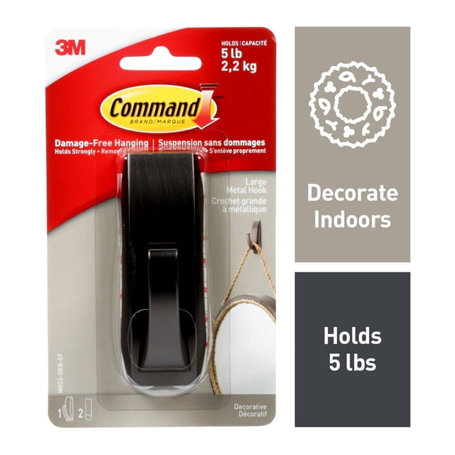 Command™ Decorative Metal Hook MR03-ORB-EF, Large