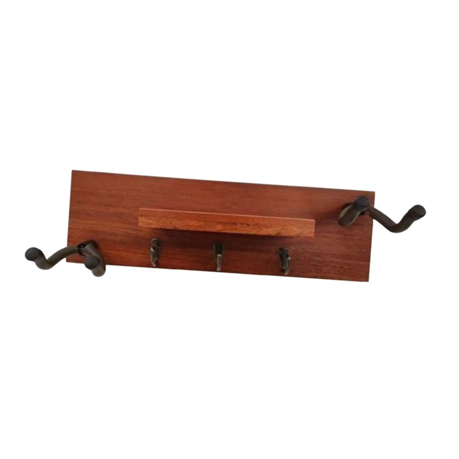 Guitar Wall Hanger Holder Stand with Solid Wood Shelf for Home Studio Musicians Display and Storage
