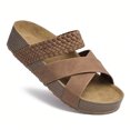 thumbnail image 5 of Women's Comfortable Thick Bottom Woven Cross Design Multi-Color Plain Toe Slide Sandals For Beach & Casual, 5 of 8