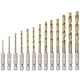 thumbnail image 1 of Brocas hexagonales recubiertas de titanio HSS, 13 Uds., 1,5mm - 6,5mm para perforación de madera/Metal/plástico, 1 of 4