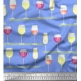 thumbnail image 1 of Soimoi Poly Georgette Fabric Wine Glass Bar Print Sewing Fabric Yard 42 Inch Wide, 1 of 3