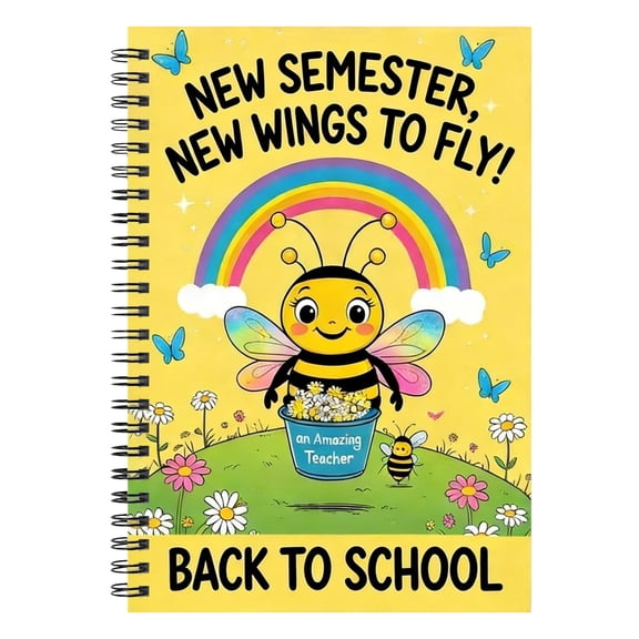 VKLU 1Pc A5 Spiral Notebook, Motivational Laminated Cover Journal, Wirebound Lined Pages, Bright Yellow