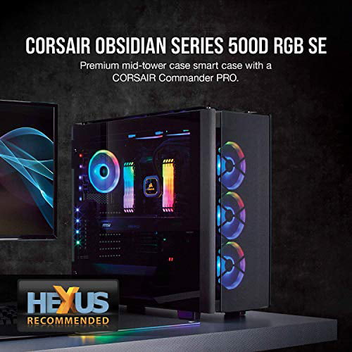 Corsair Obsidian Series RGB SE Premium Mid-Tower 3 RGB Fans, Smoked Tempered Aluminum Trim, Integrated Commander PRO fan and lighting controller (CC-9011139-WW) - Walmart.com