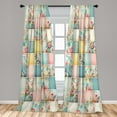 thumbnail image 4 of Ambesonne Vintage Curtains 2 Panel Set, Romantic Patchwork Squares, Pair of - 28" x 84", Seafoam Pale Pink, 4 of 4